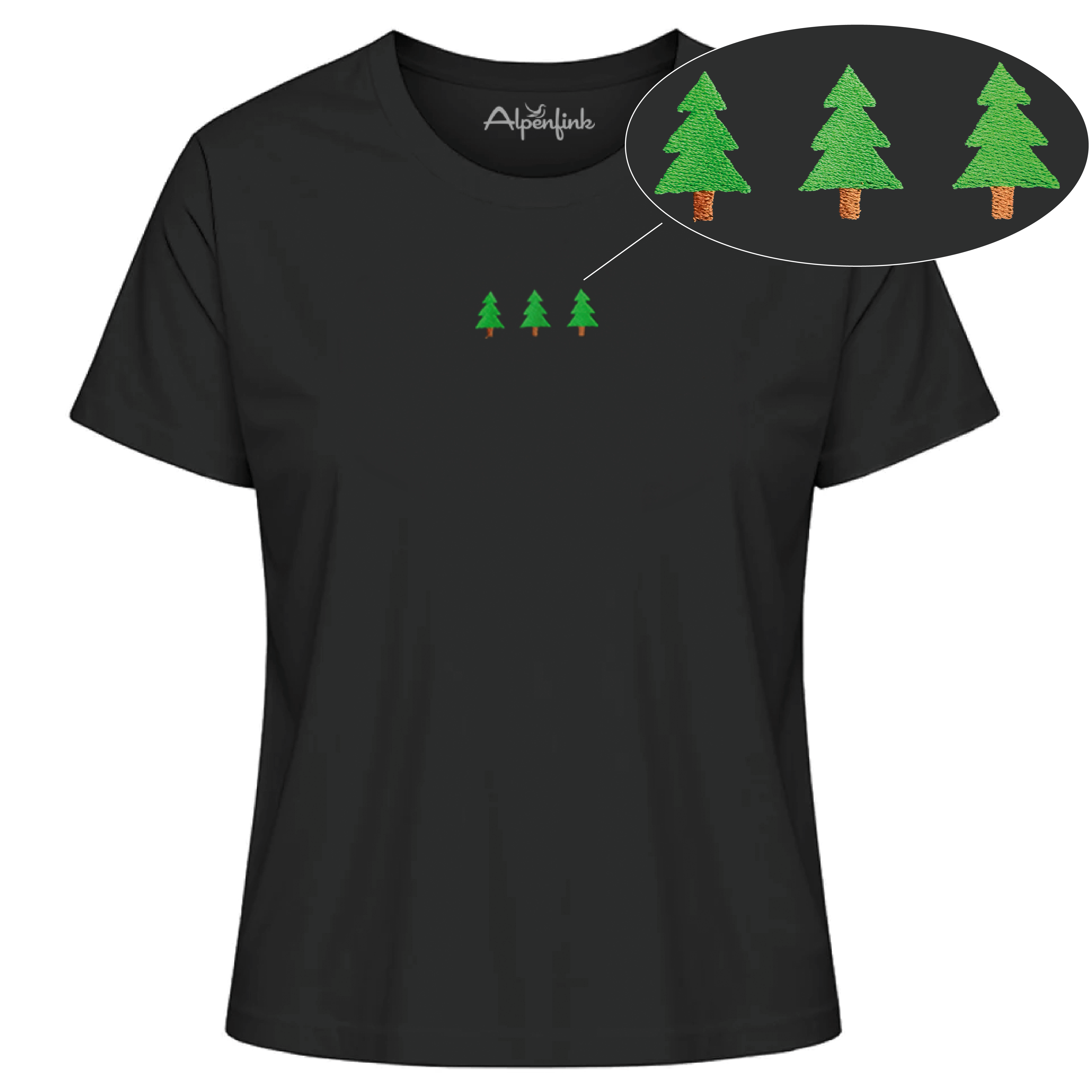 3 Tannen (gestickt) – Damen Premium Organic Shirt mit Stick