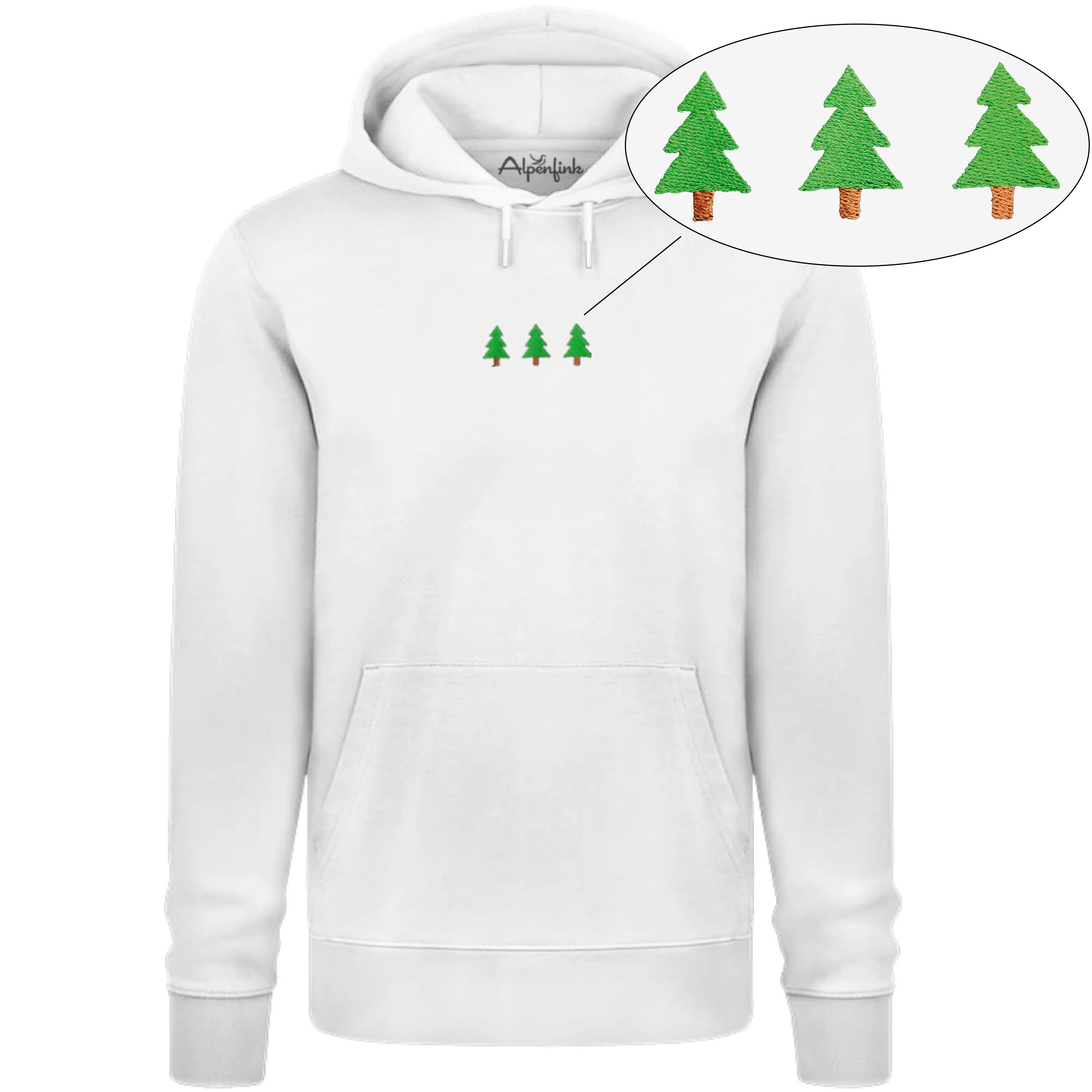 3 Tannen (gestickt) – Unisex Premium Organic Hoodie