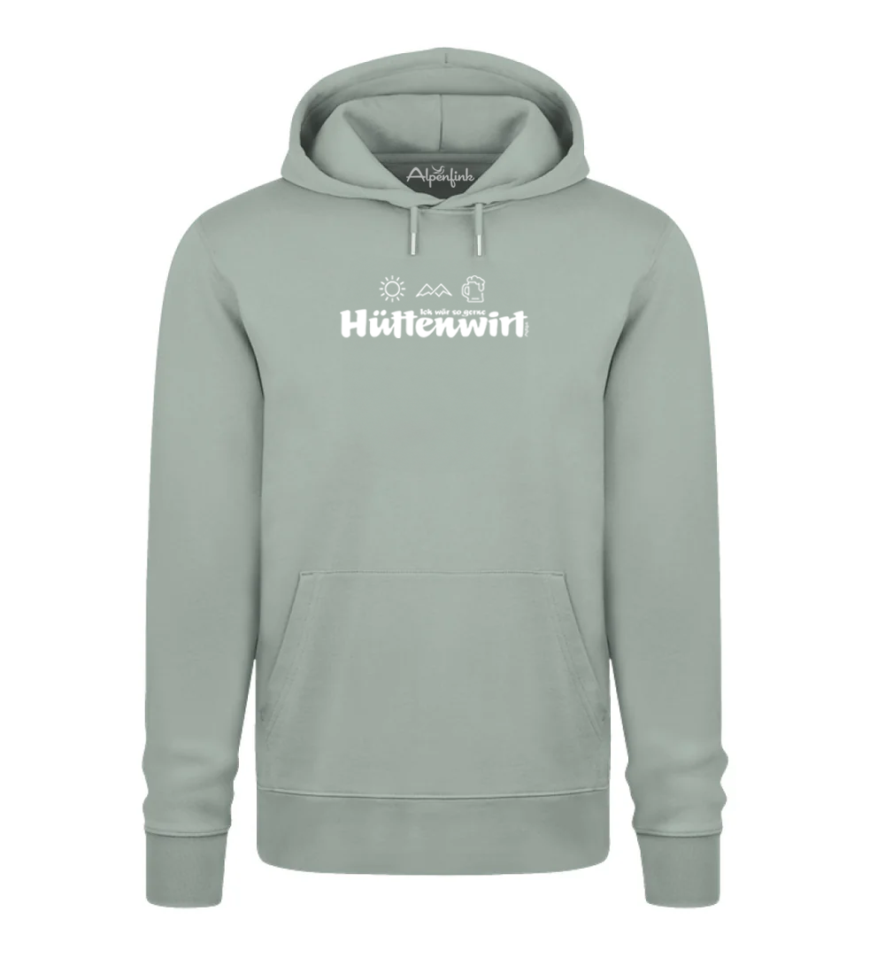 Aloe Herren Bio Hoodie mit Hüttenwirt Motiv