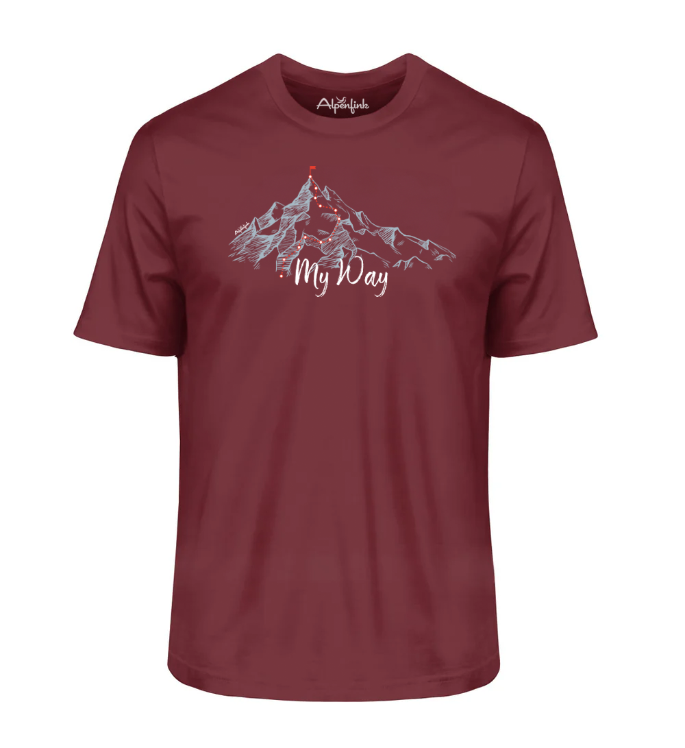 Burgundy Herren Bio T-Shirt mit My Way Motiv