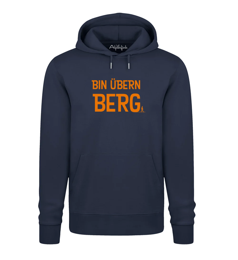 French Navy Herren Bio Hoodie mit „Bin übern Berg“ Motiv