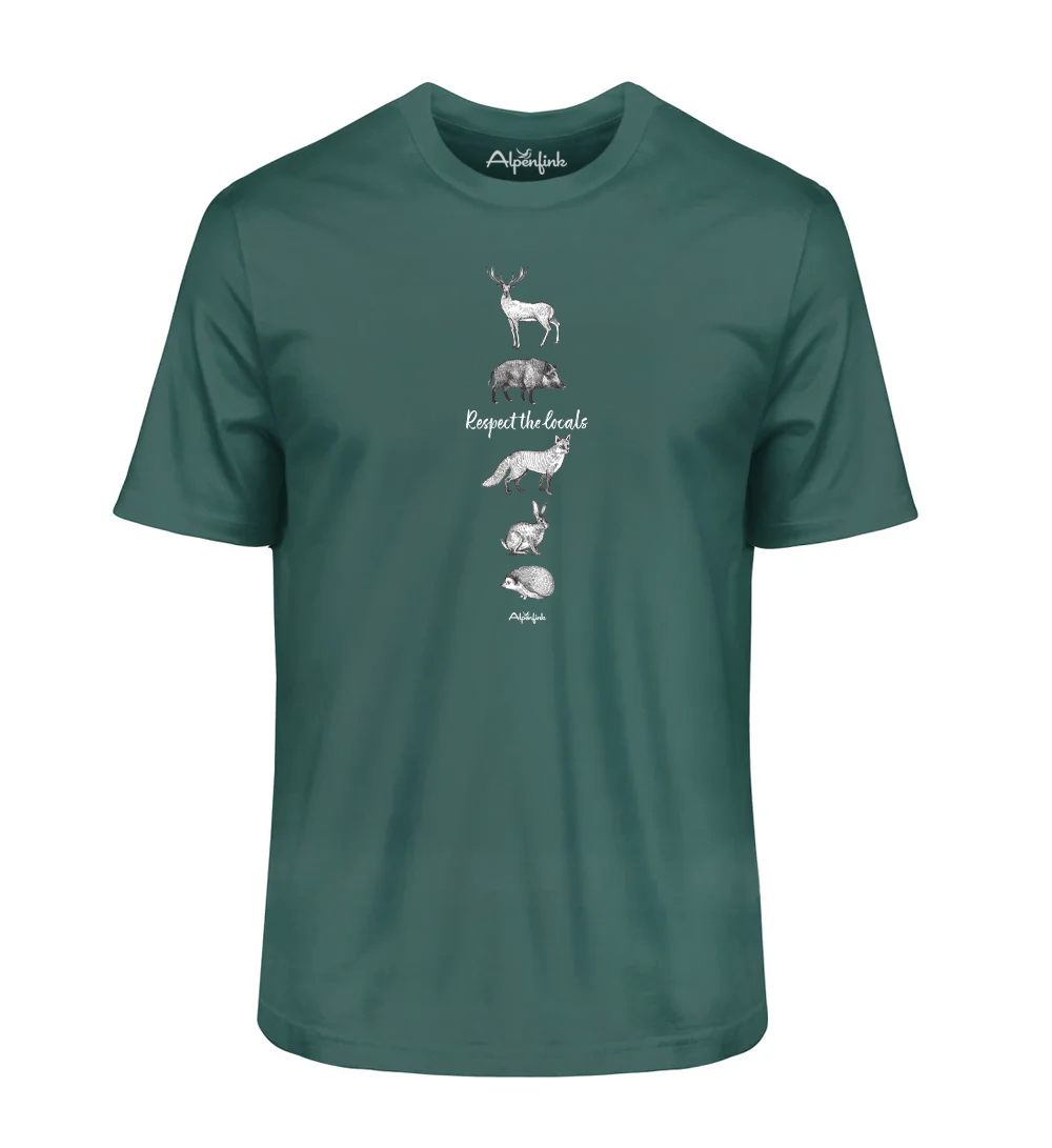 Glazed Green Herren Bio T-Shirt mit Respect the locals Waldtier-Motiv
