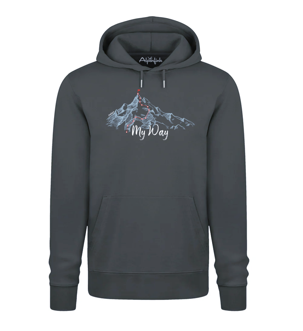 India Ink Grey Herren Bio Hoodie mit My Way Motiv