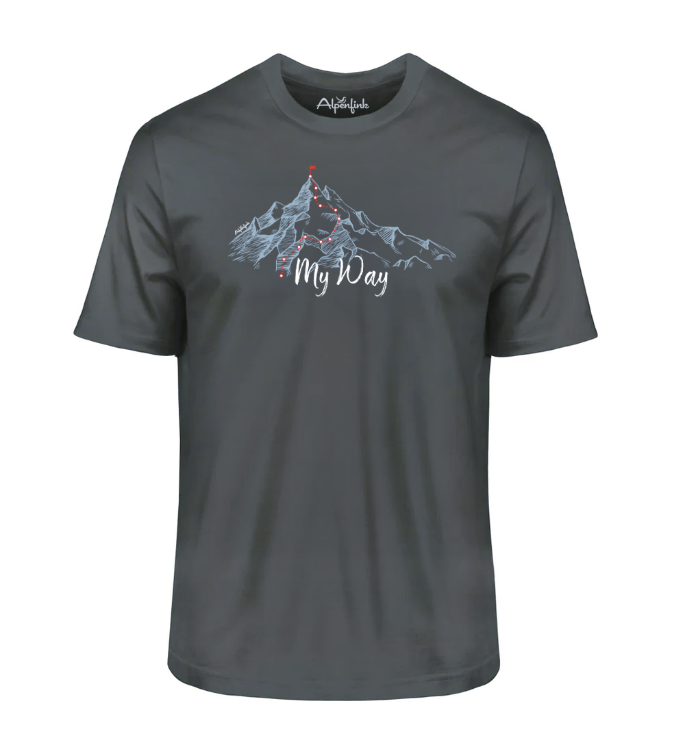 India Ink Grey Herren Bio T-Shirt mit My Way Motiv
