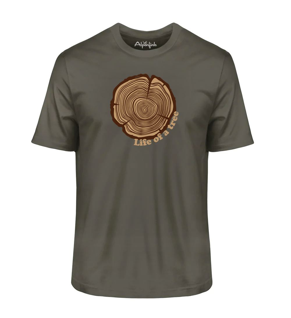Khaki Herren Bio T-Shirt mit Life of a Tree Motiv
