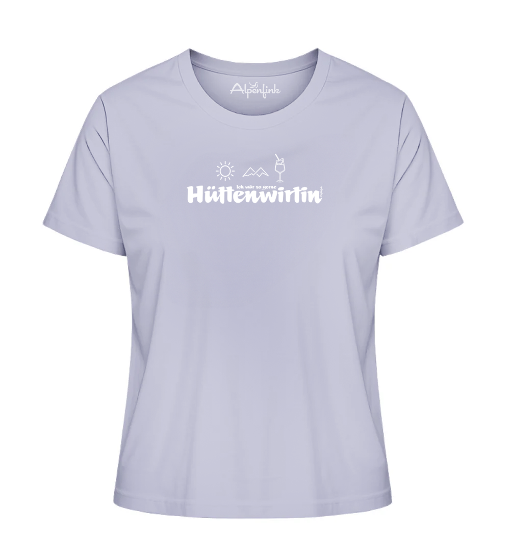 Lavender Damen Bio T-Shirt mit Hüttenwirtin Motiv
