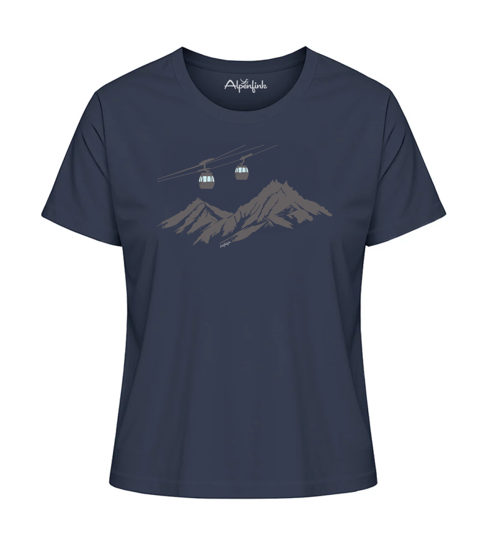 Navy Damen Bio T-Shirt mit 4er Gondel Motiv