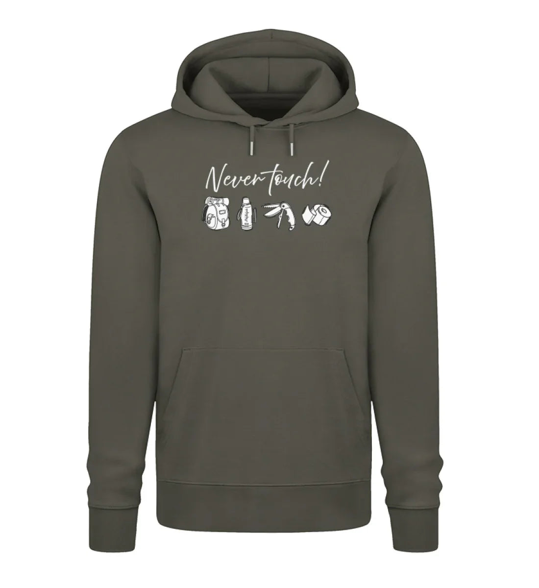 Never touch! - Unisex Organic Hoodie Khaki