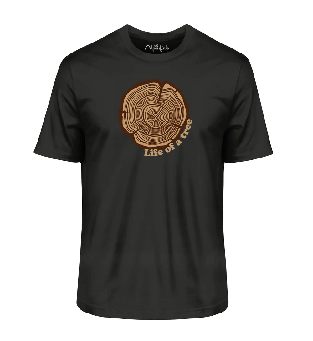Schwarzes Herren Bio T-Shirt mit Life of a Tree Motiv