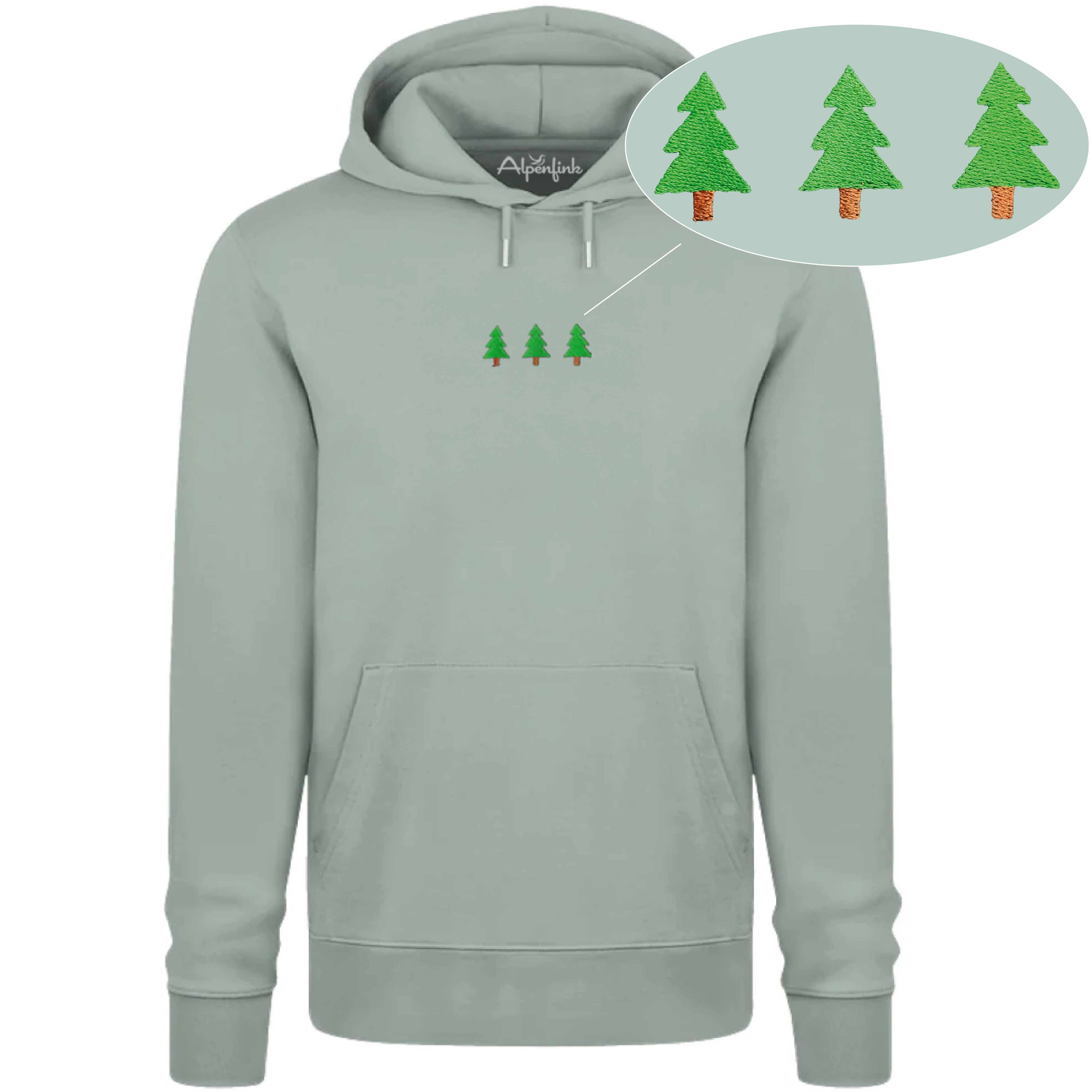 3 Tannen (gestickt) – Unisex Premium Organic Hoodie