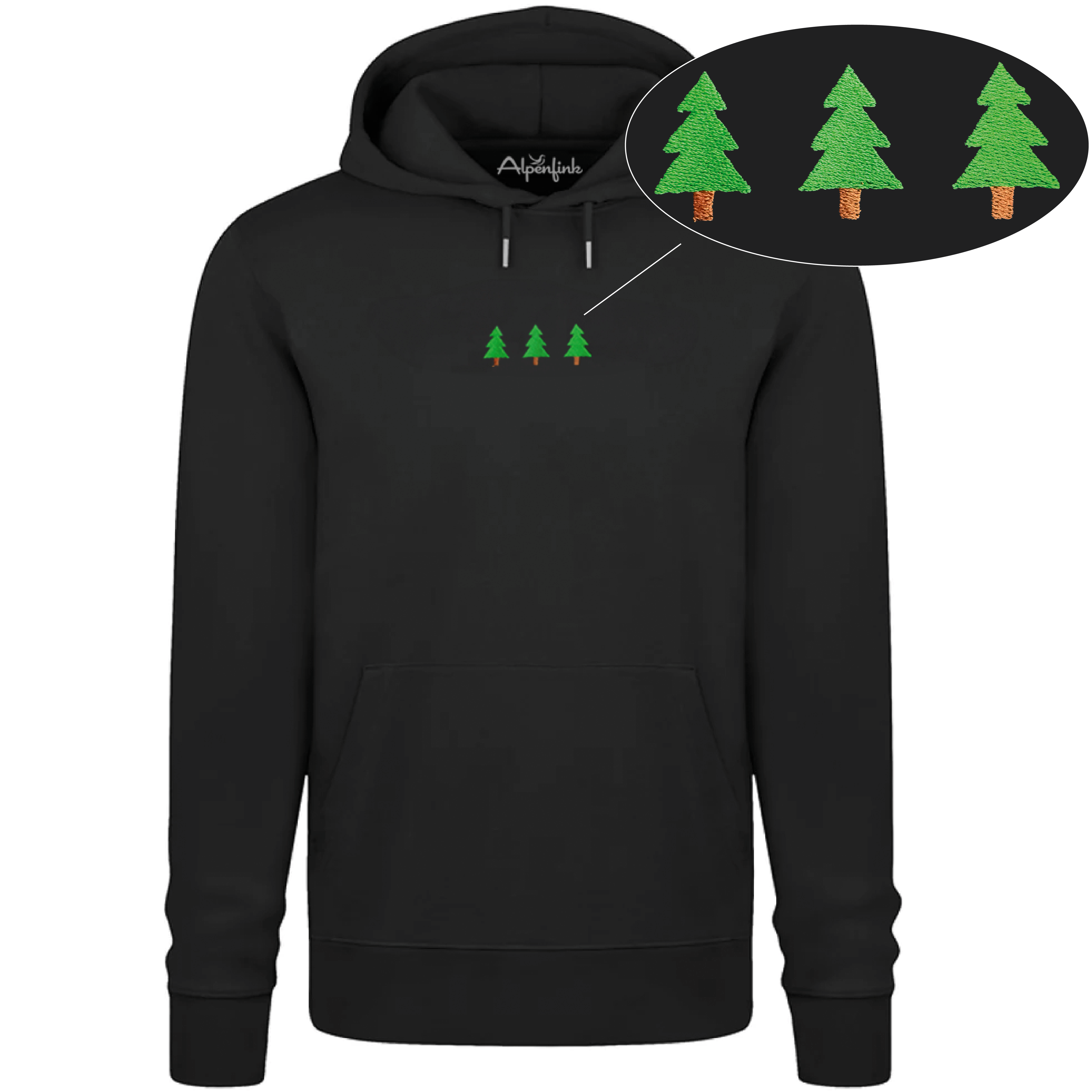 3 Tannen (gestickt) – Unisex Premium Organic Hoodie