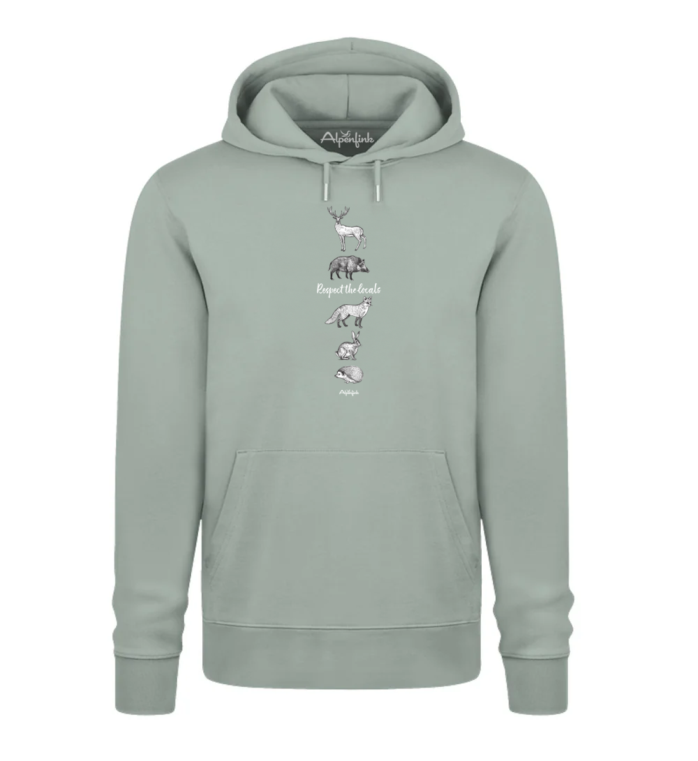 Aloe Herren Bio Hoodie mit Respect the locals Waldtier-Motiv