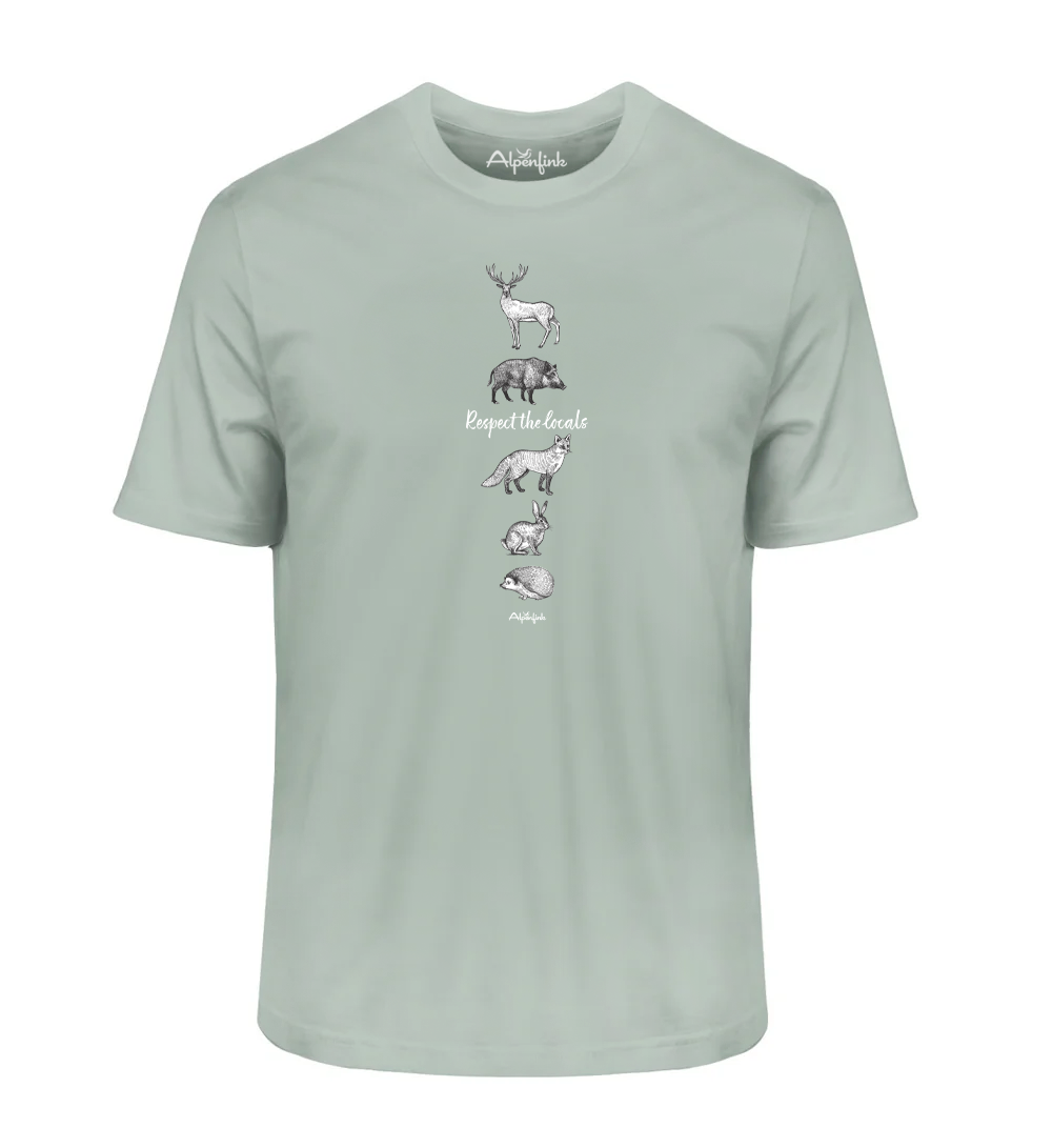 Aloe Herren Bio T-Shirt mit Respect the locals Waldtier-Motiv