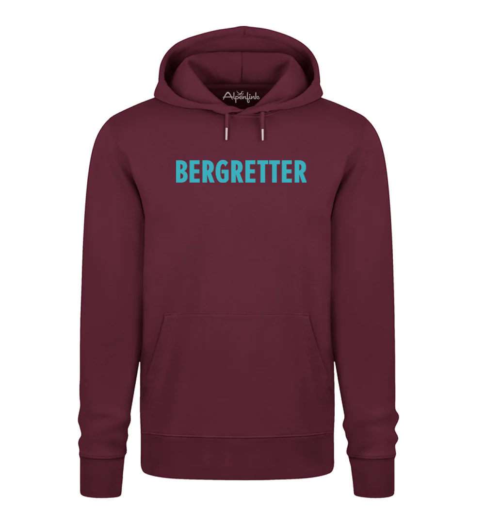 Burgundy Herren Bio Hoodie mit Bergretter Schriftzug