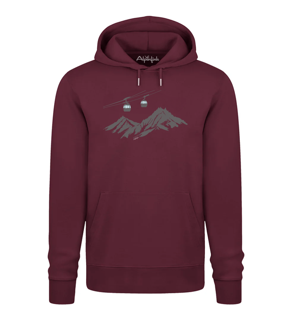 Burgundy Bio Hoodie mit 4er Gondel Motiv 