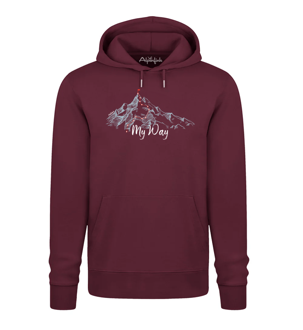 Burgundy Herren Bio Hoodie mit My Way Motiv