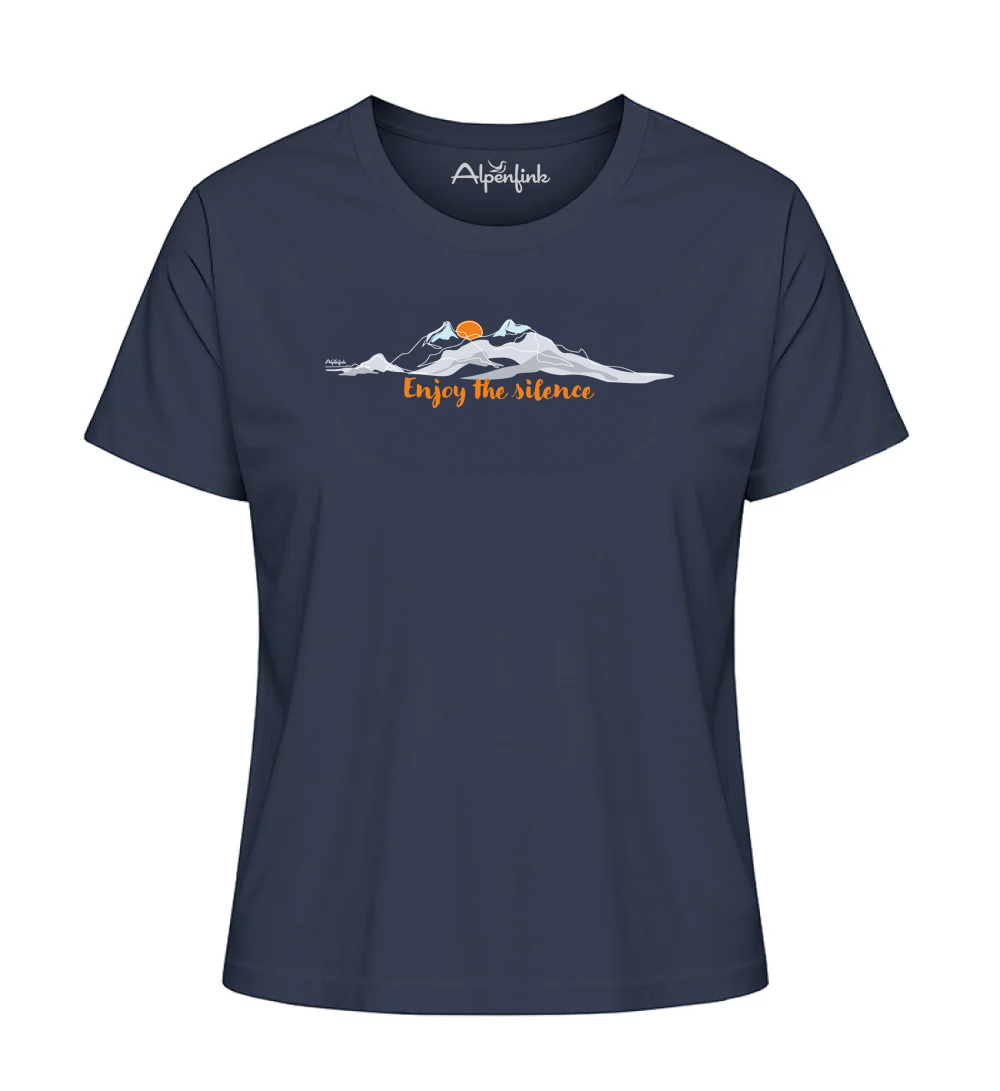 French Navy Damen Bio T-Shirt mit Enjoy the Silence Bergmotiv