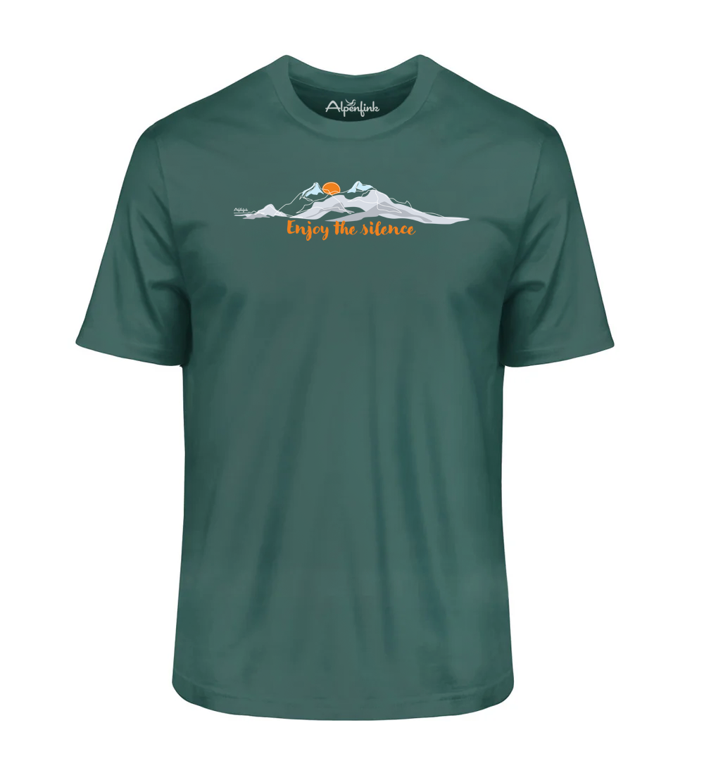 Glazed Green Herren Bio T-Shirt mit Enjoy the Silence Bergmotiv