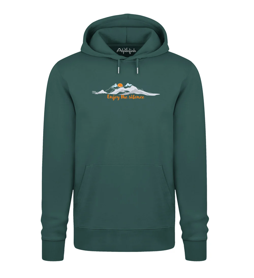 Glazed green Herren Bio Hoodie mit Enjoy the Silence Bergmotiv