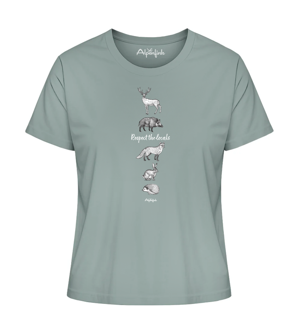 Green bay Damen Bio T-Shirt mit Respect the locals Waldtier-Motiv