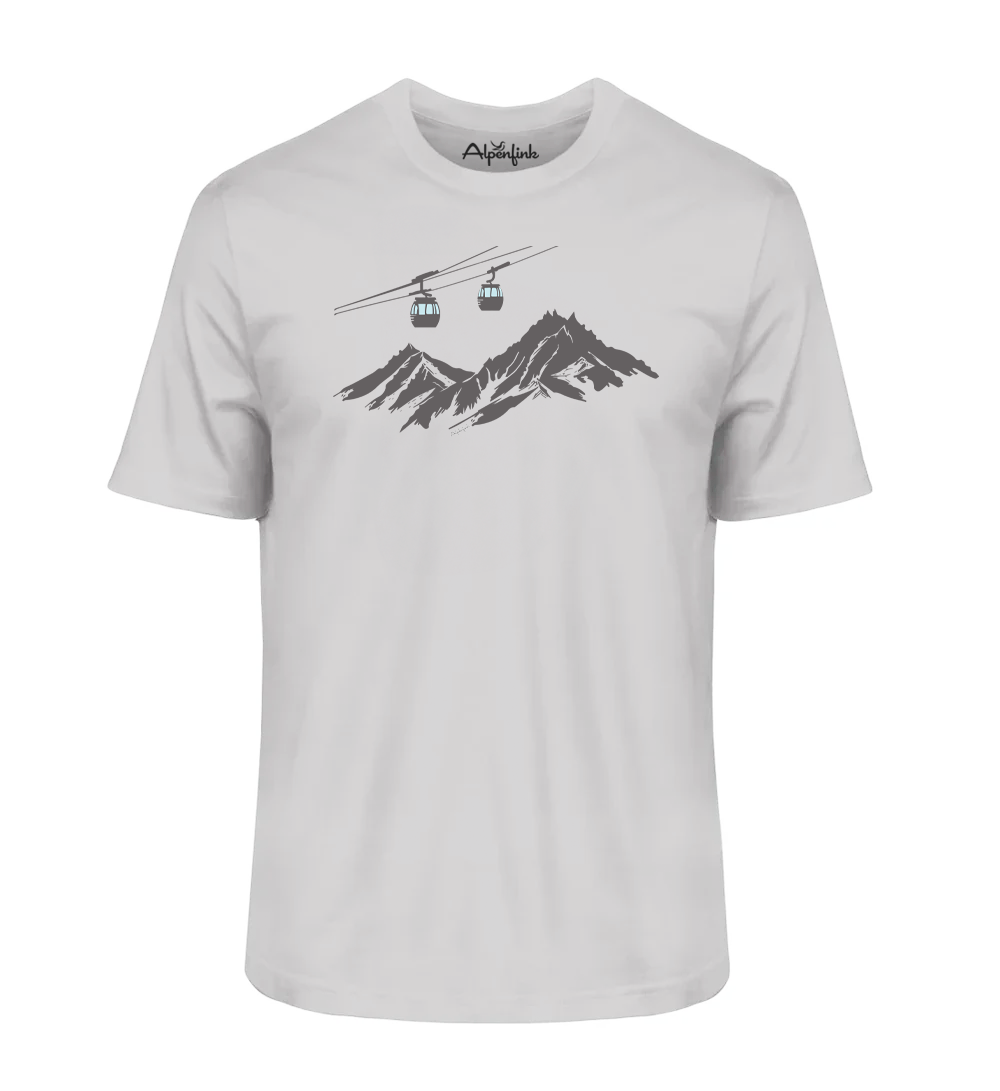 Heather Grey Herren Bio T-Shirt mit 4er Gondel Motiv