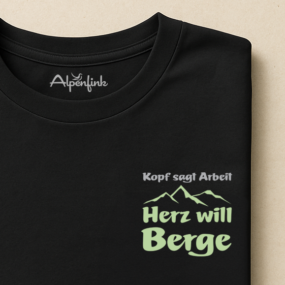Kopf sagt Arbeit – Herz will Berge – Herren Premium Organic T-Shirt