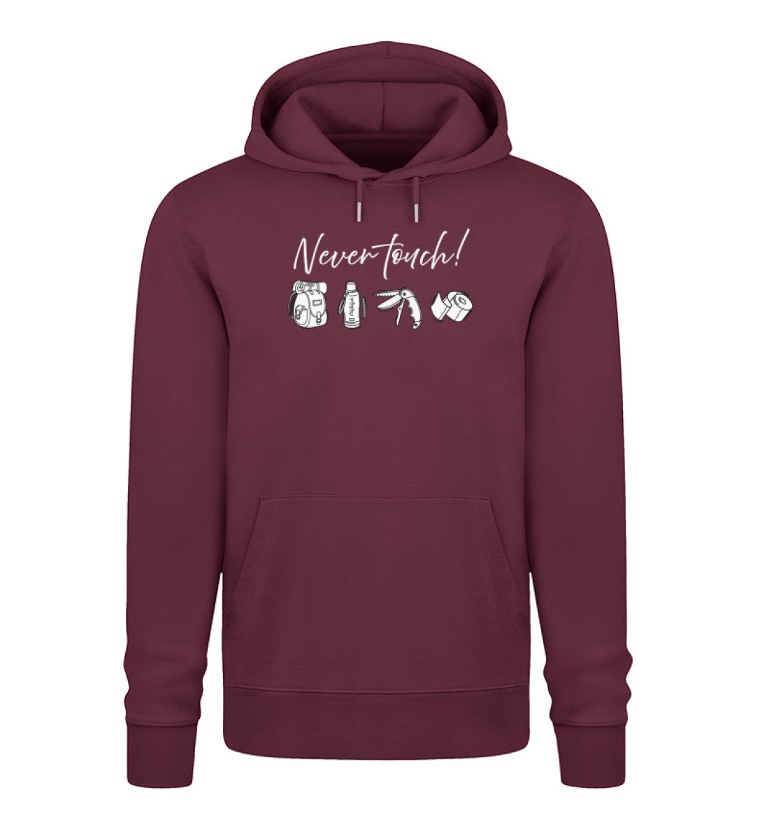 Never touch! – Unisex Organic Hoodie Burgundy