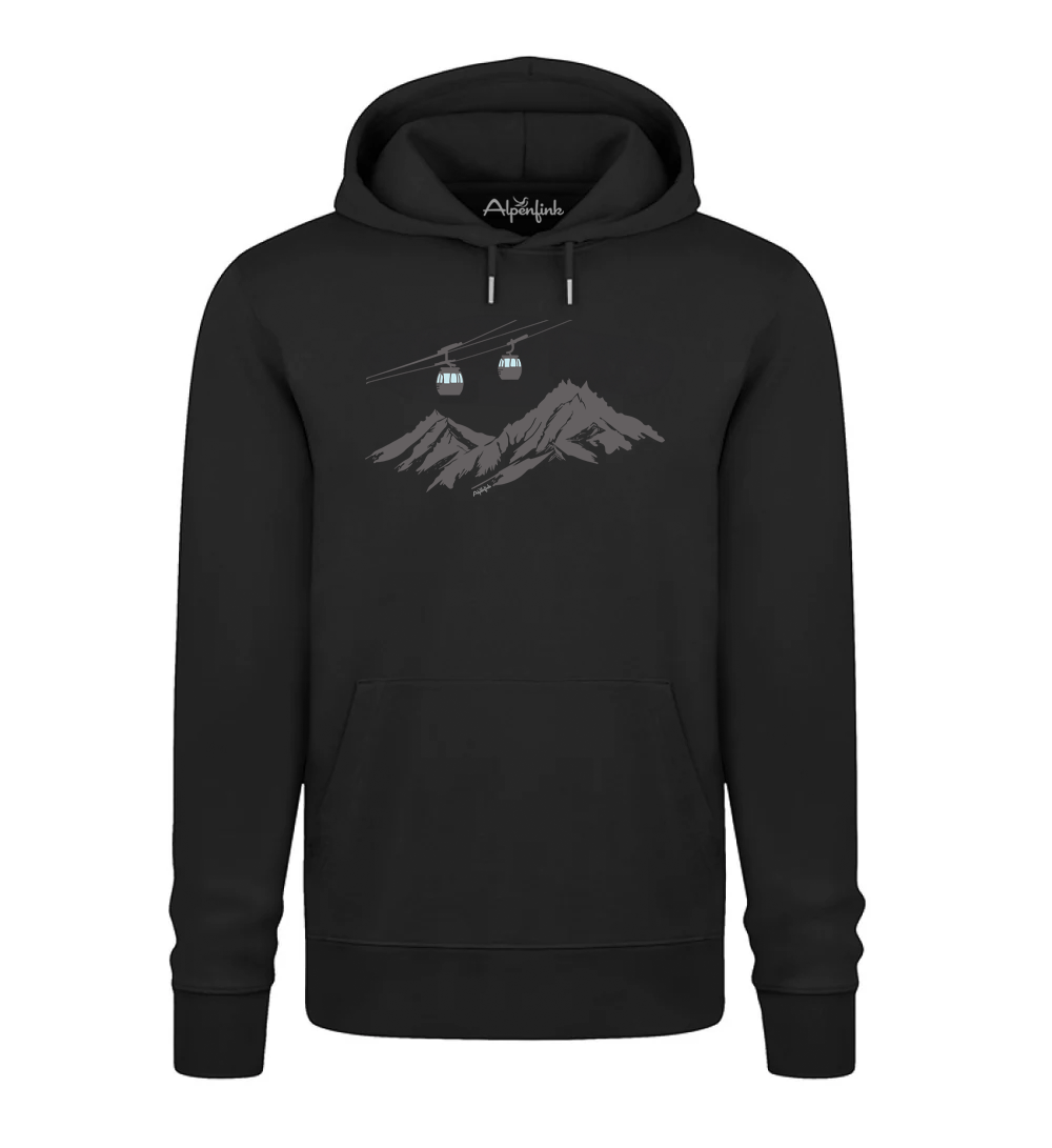 Schwarzer Bio Hoodie mit 4er Gondel Motiv