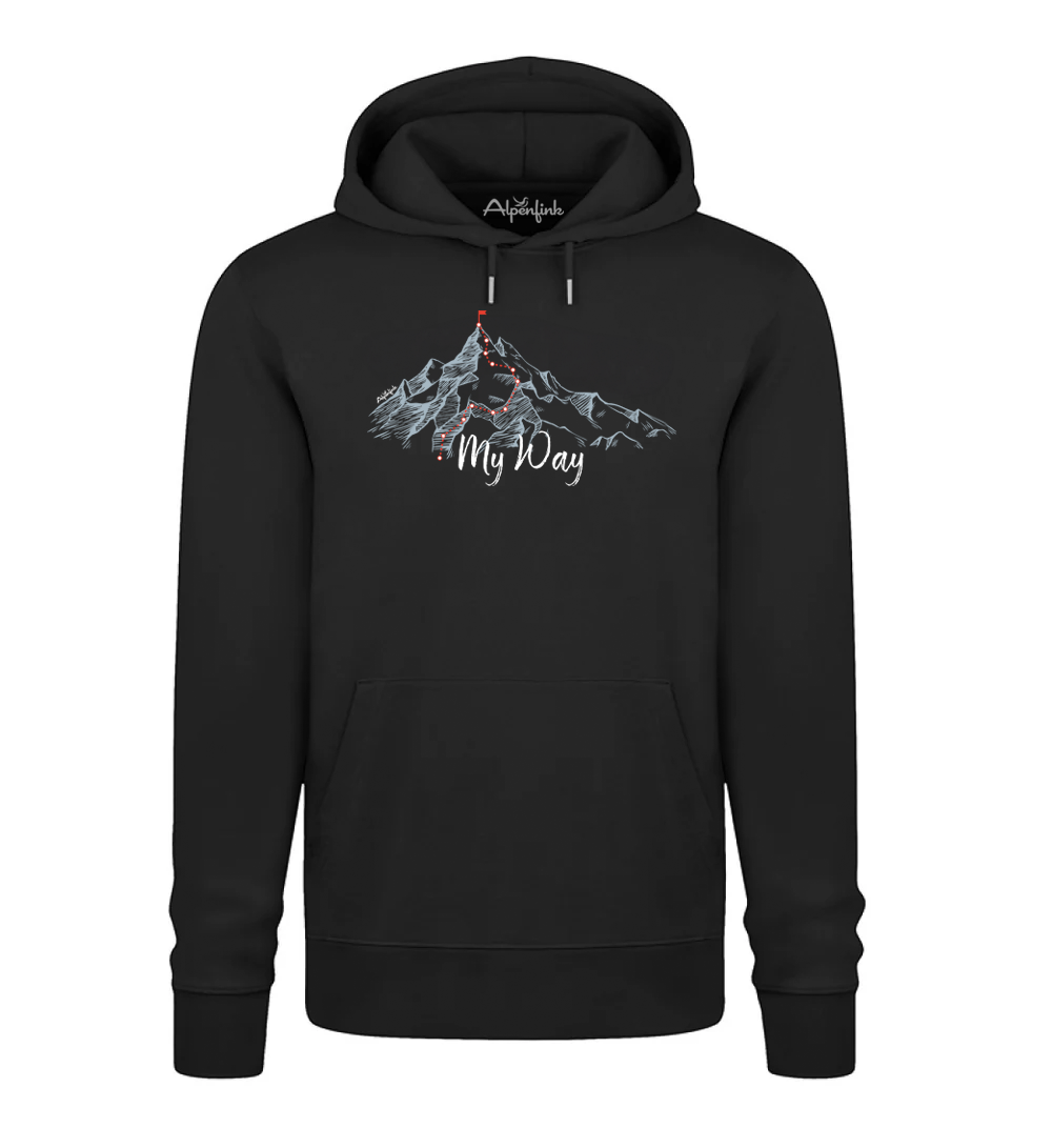 Schwarzer Herren Bio Hoodie mit My Way Motiv 