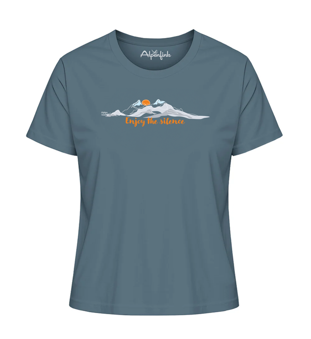 Stargazer Damen Bio T-Shirt mit Enjoy the Silence Bergmotiv