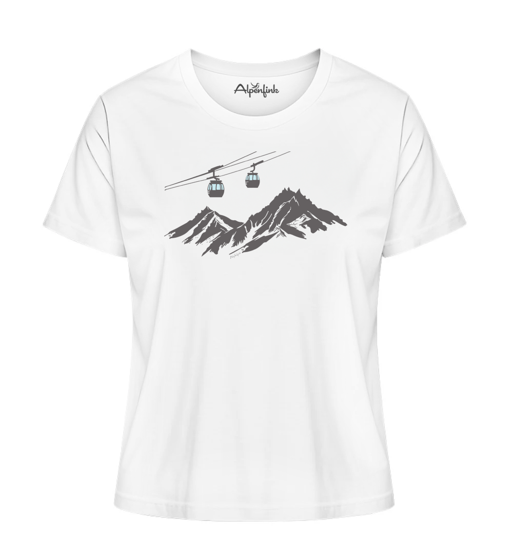 Weißes Damen Bio T-Shirt mit 4er Gondel Motiv