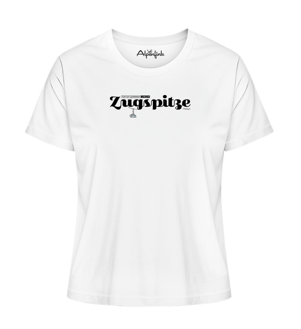 Weisses Damen Bio T-Shirt mit Zugspitze Motiv