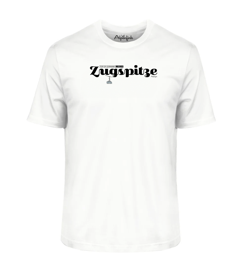 Weisses Herren Bio T-Shirt mit Zugspitze Motiv